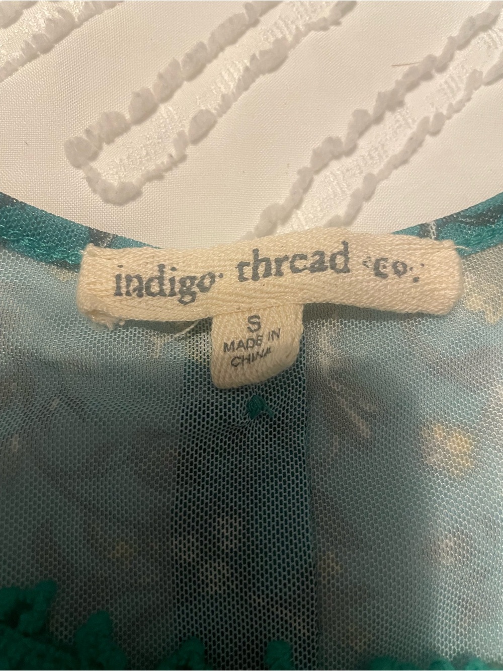 Indigo Thread Co. Women's Teal Floral Mesh Top - Size S